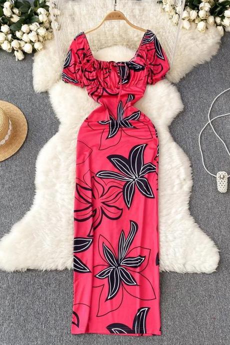 Womens Floral Off-shoulder Maxi Dress Summer Outfit
