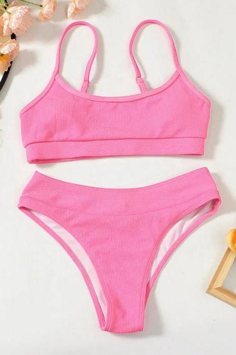 Womens Pink Sports Bra And Panty Set Comfortable