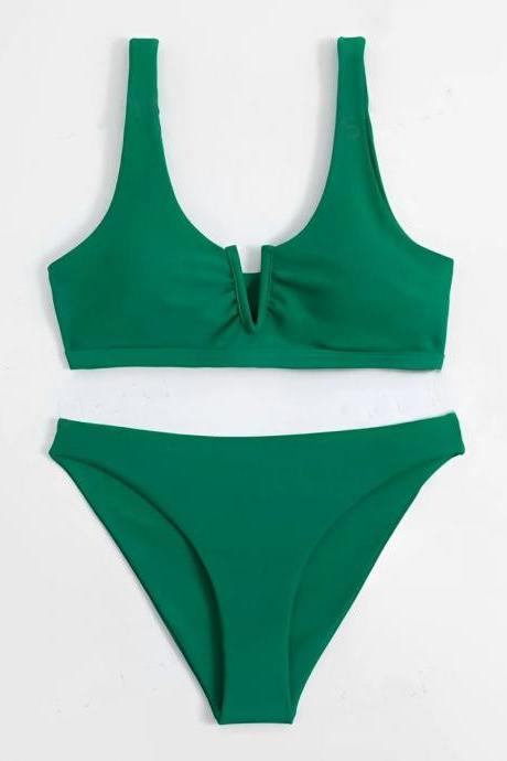 Womens Emerald Green Comfort-fit Bikini Set Swimwear