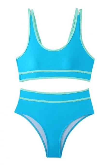 Womens High-waisted Bikini Set In Bright Blue