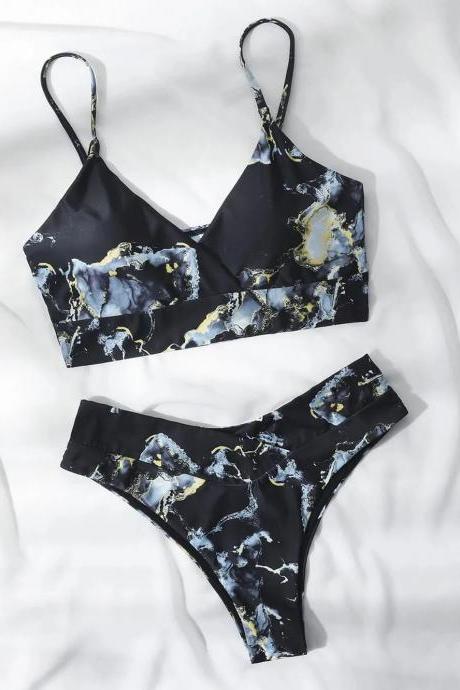 Womens Abstract Print Bikini Set Swimwear Two-piece