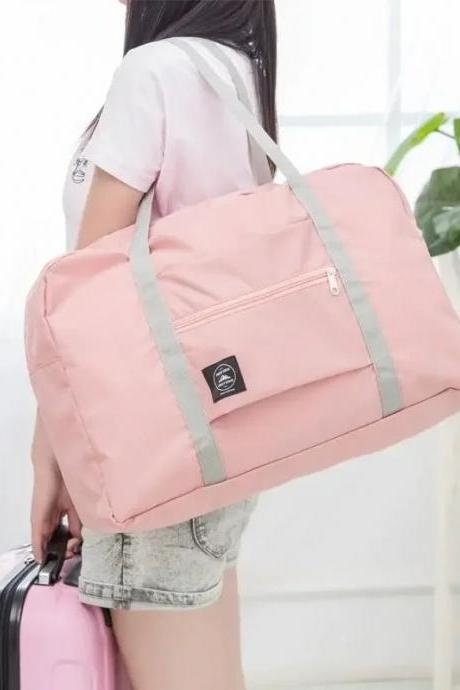 Large Pink Lightweight Travel Duffel Bag With Pockets