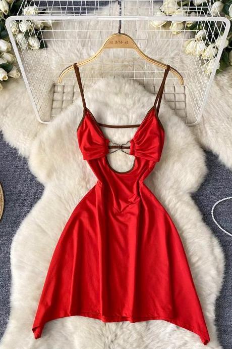 short red dress tumblr Lebby Mini Dress in Satin Red
