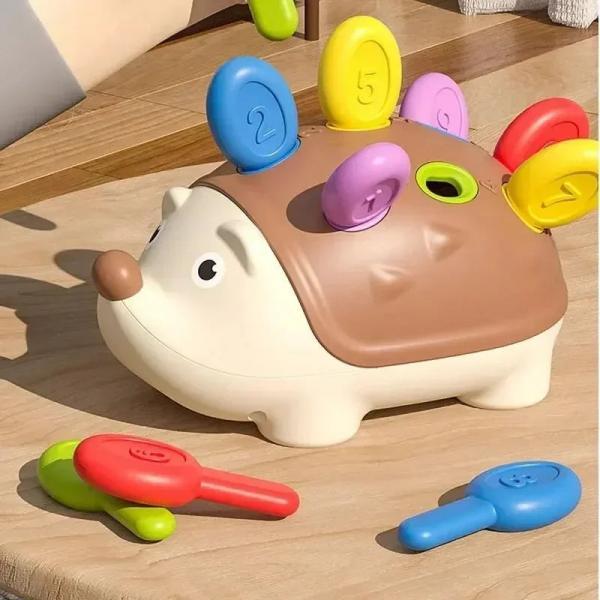 Colorful Hedgehog Shape Sorter Toy with Numbered Pegs