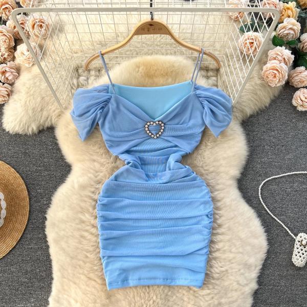 Sweetheart Neckline Puff Sleeve Bodycon Mini Dress