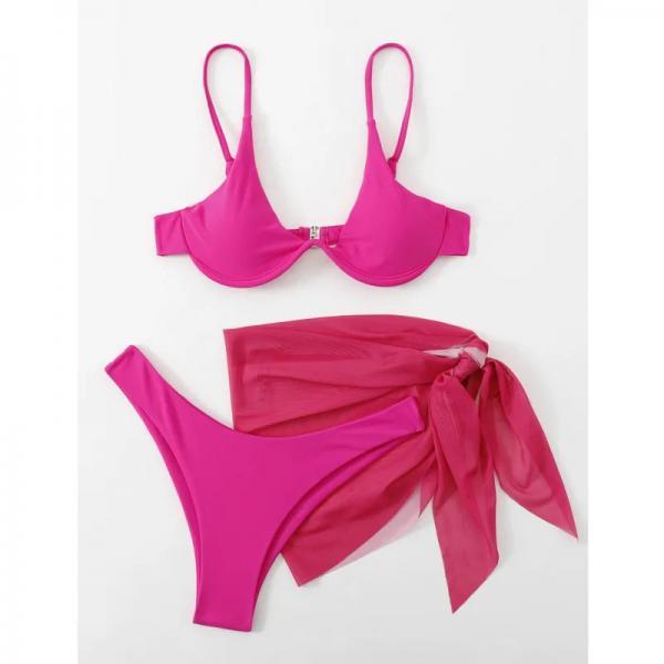 Womens Hot Pink Bikini Set with Matching Sarong