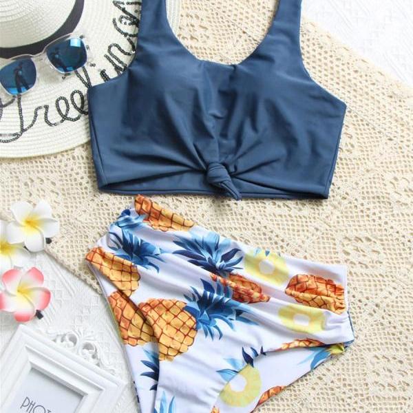 Women’s Strapless Swimsuit - Pineapple Paradise - Hibiscus Blush