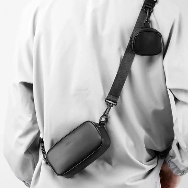Modern Crossbody Sling Bag for Men, Minimalist Black