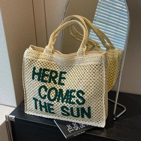 Here Comes The Sun Crochet Tote Beach Bag Handmade