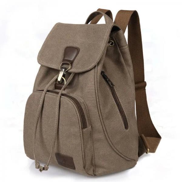 Vintage Canvas Backpack Casual Daypack with Leather Accents