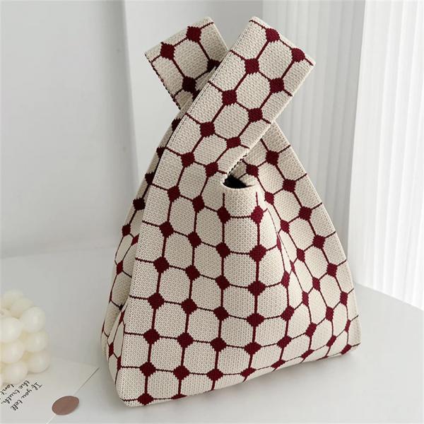 Geometric Pattern Canvas Knot Handle Tote Bag