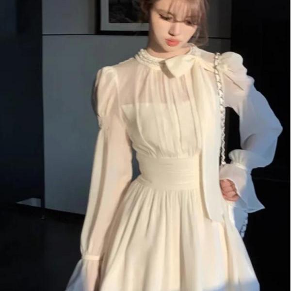 elegant long100 sleeved dress WHITE STRAPLESS FLORAL LACE MINI DRESS main image 1