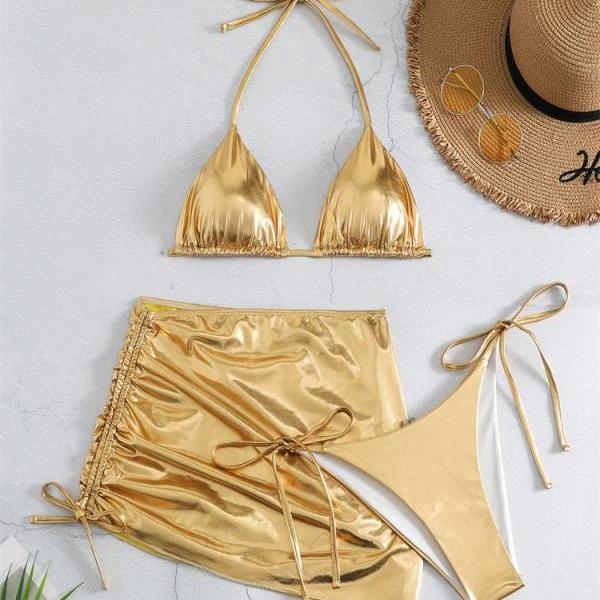 Brown & Gold Hardware String Bikini main image 1