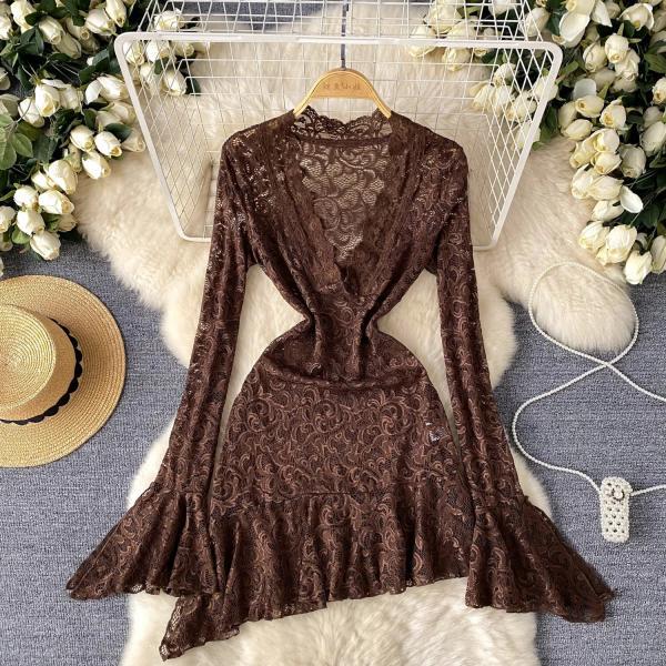 brown lace dress Petal and Pup Women's Evana Lace Maxi Dress