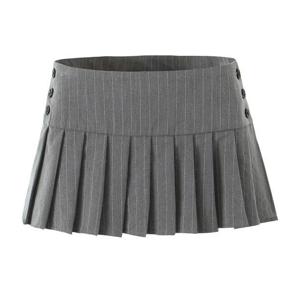 Grey Woven Pleated Mini Skirt (L) main image 1