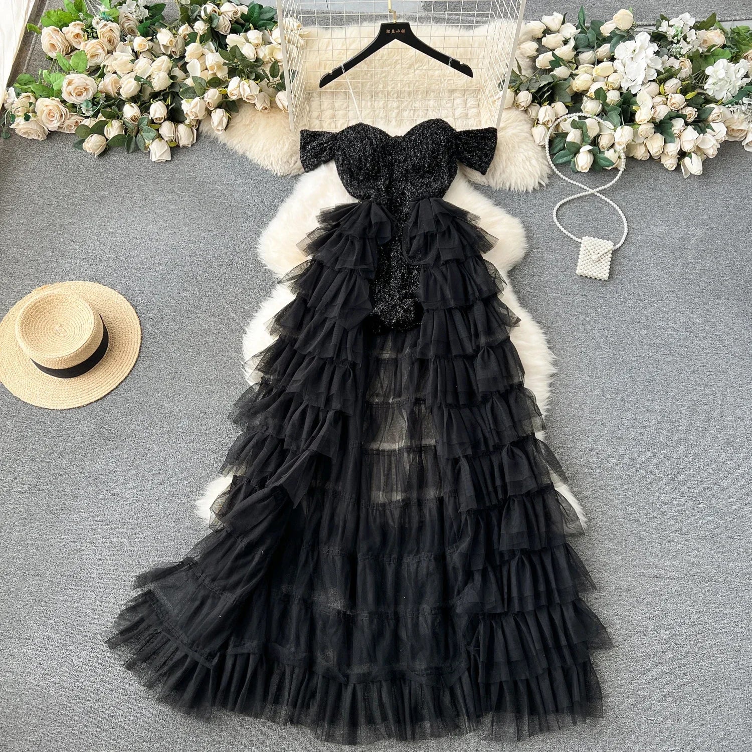 Cotton Tuelle Dress with a Touch of Sequin