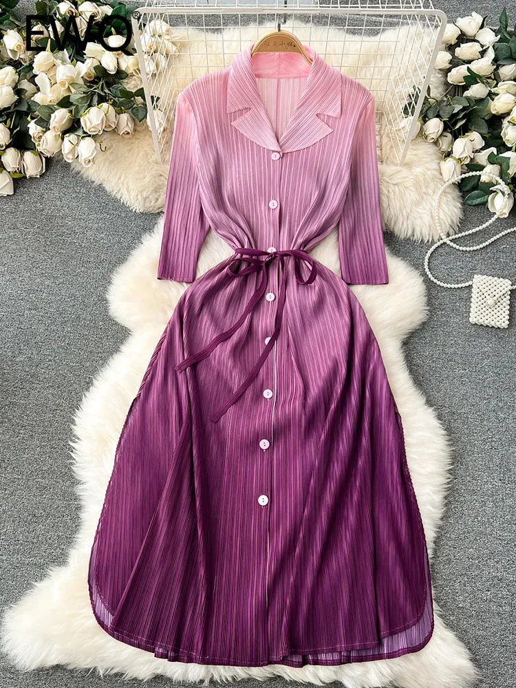 Elegant Pleated Midi Dress
