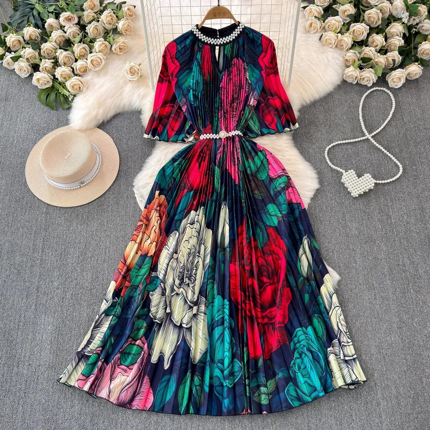 Floral Pleated Dress
