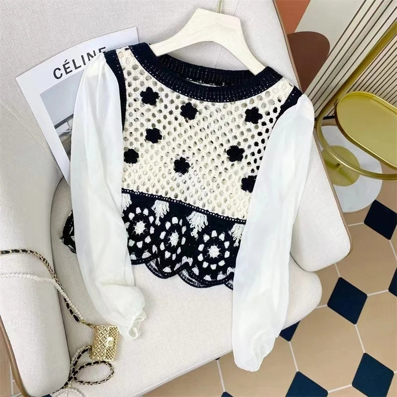 POL Sleeveless Flowy Fit Crochet Top with Scalloped Border Accents