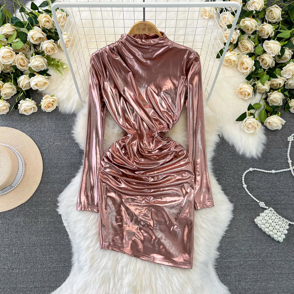 Gold Mosaic Satin Sarong Dress