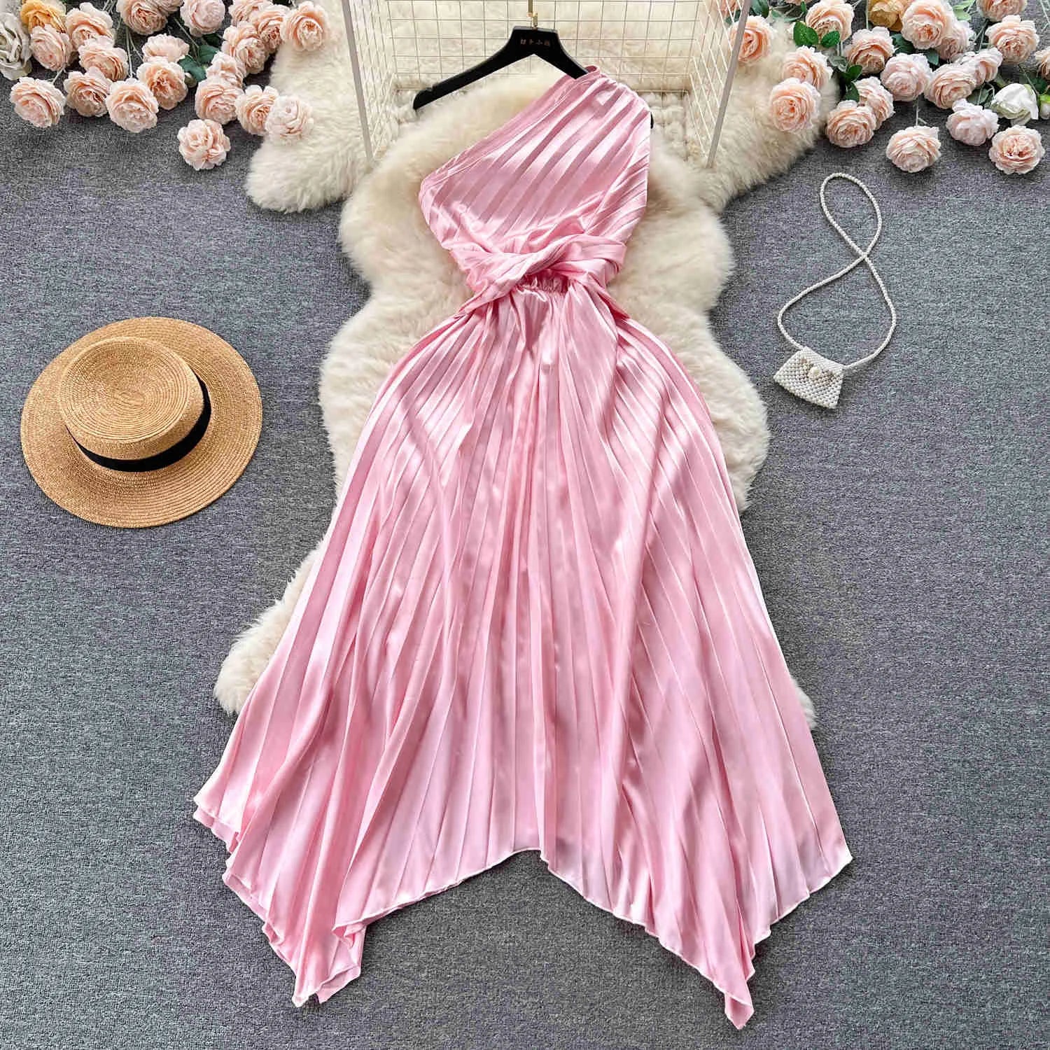 Pink Halter Neck Printed Dress main image 1
