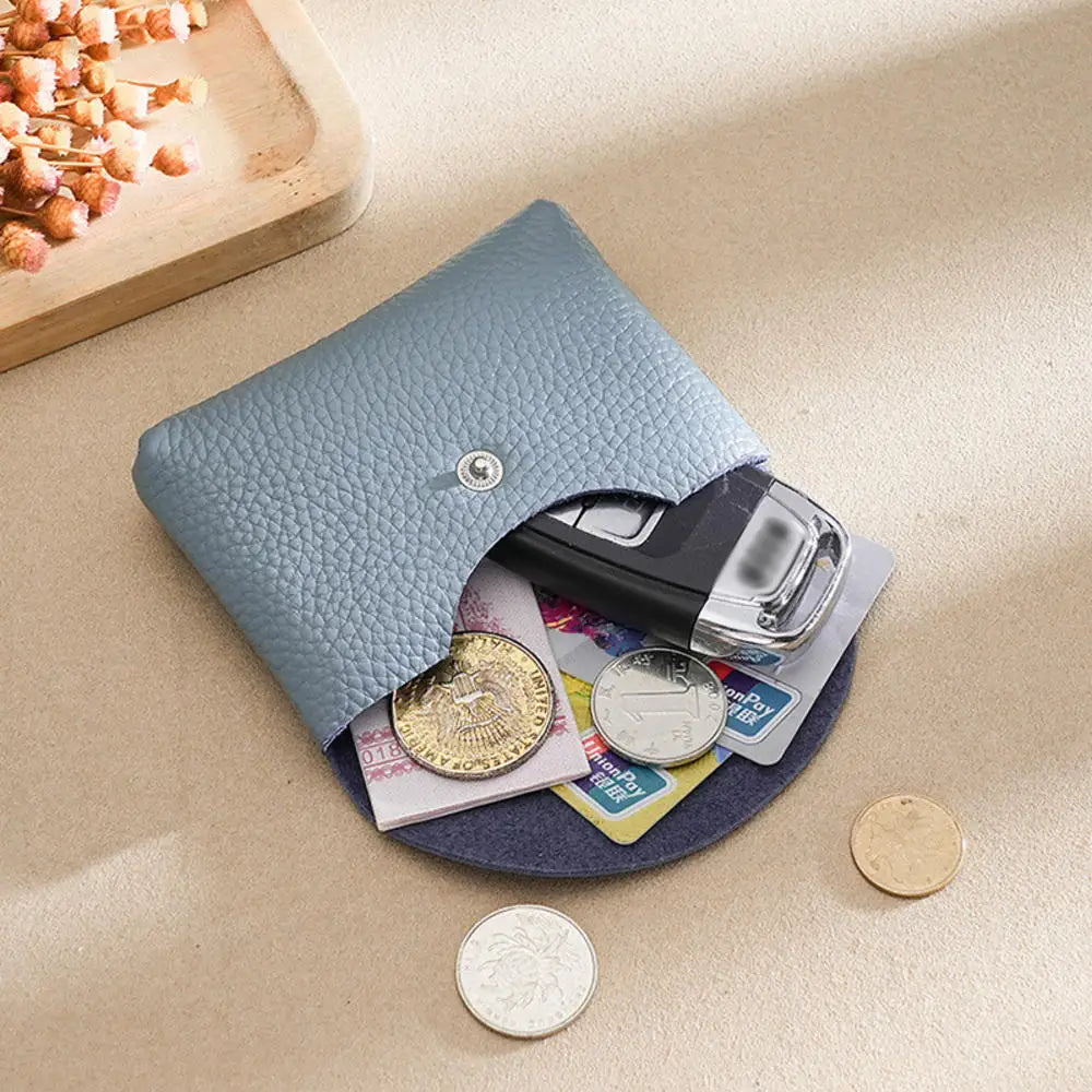 Compact Leather Coin Purse With Secure Zipper Closure on Luulla