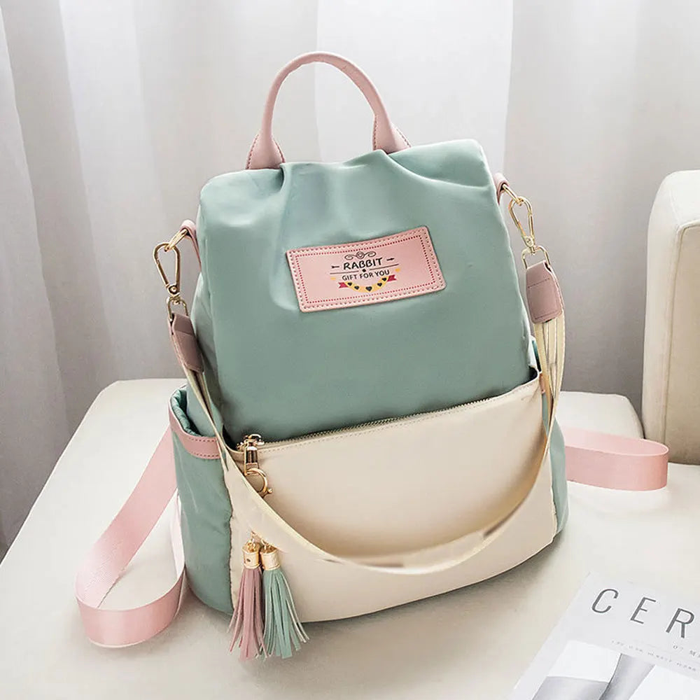 Two Tone Tassel Tote Bag