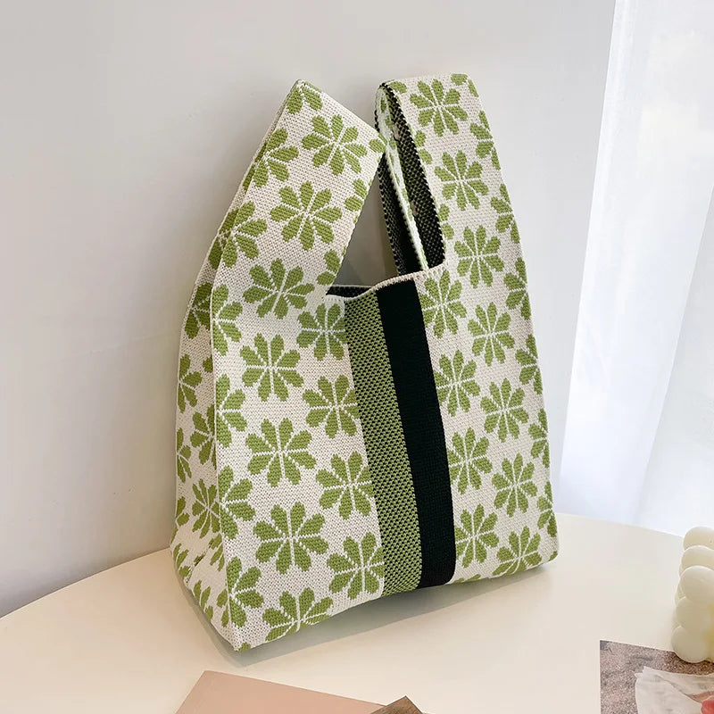 Eco-friendly Green Clover Pattern Canvas Tote Bag on Luulla