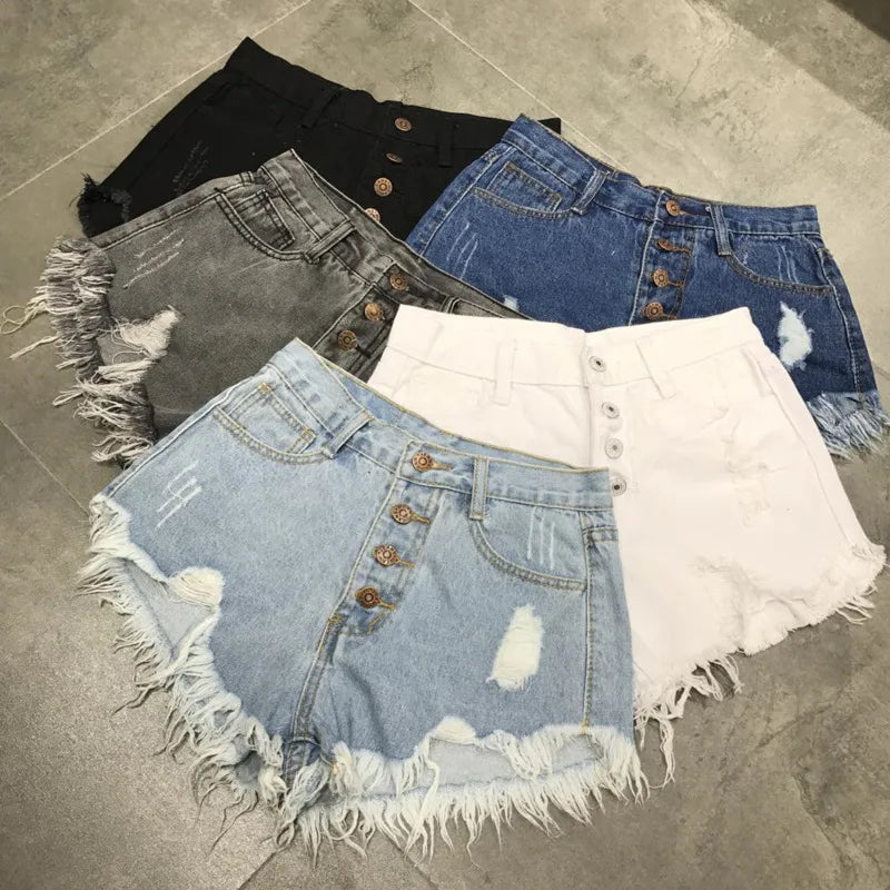 Womens High Waisted Distressed Denim Shorts Collection on Luulla