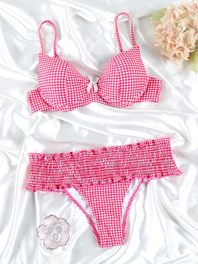 Gingham Pink Check Bikini main image 0