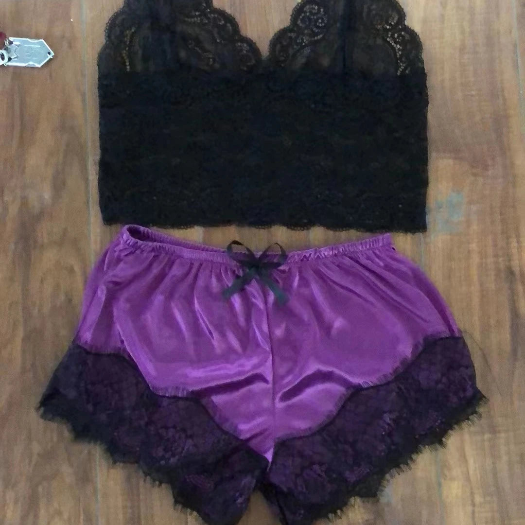 Lace Bow Decorative Lingerie Set – Hoop Stitching Crafted Suit main image 0