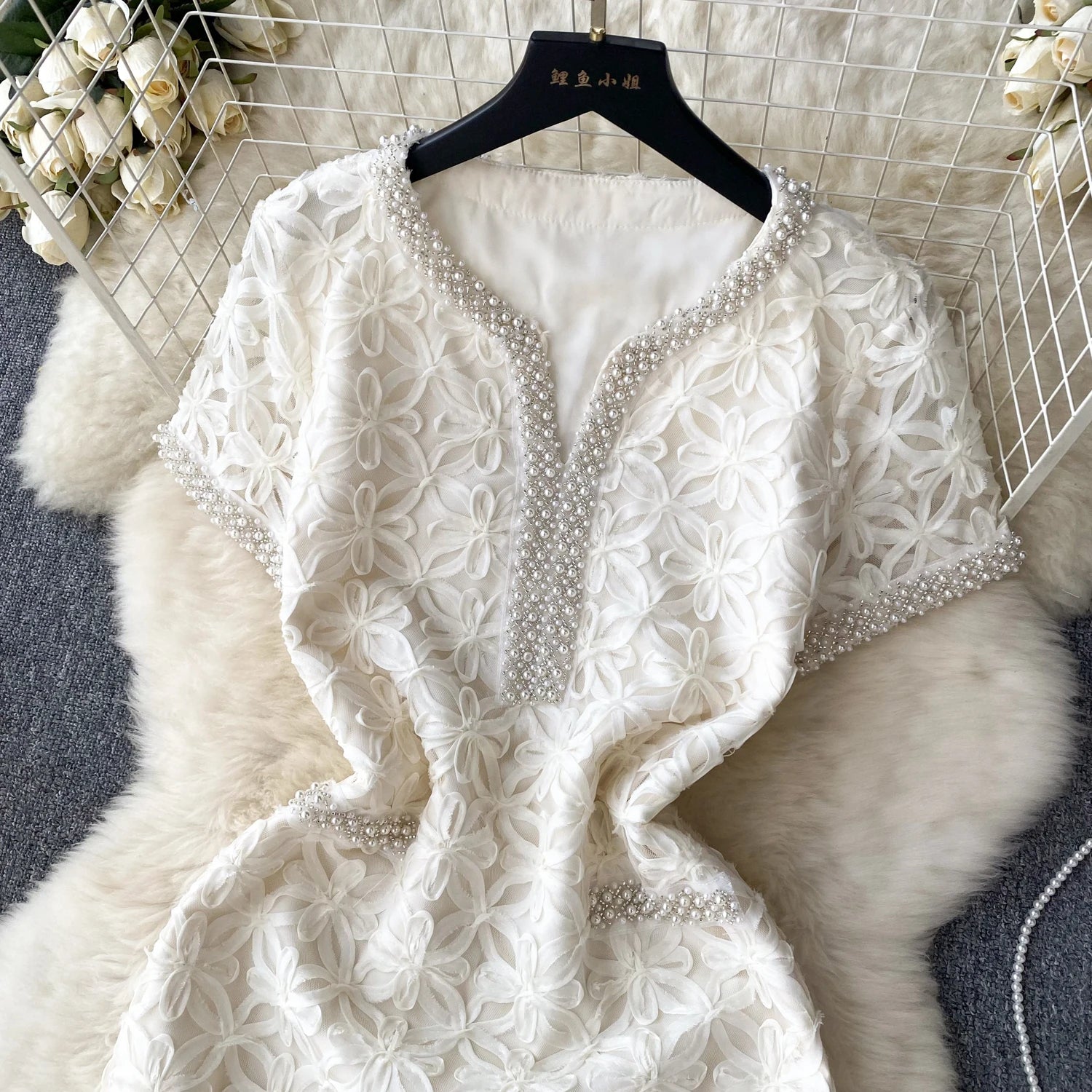 Elegant White Floral Embroidered Summer Dress on Luulla