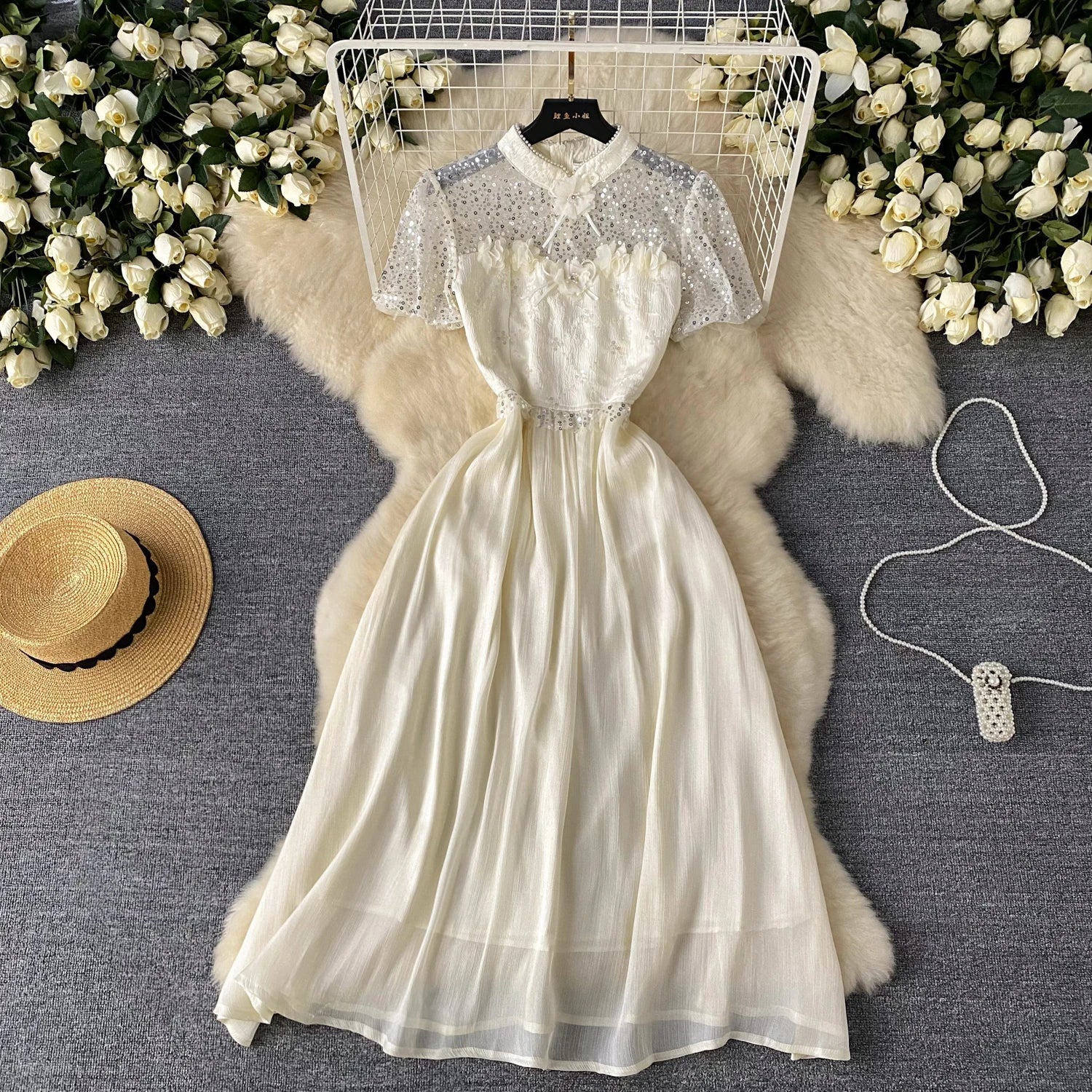 Chiffon and Lace Appliqued Long Dresses White Plus Size