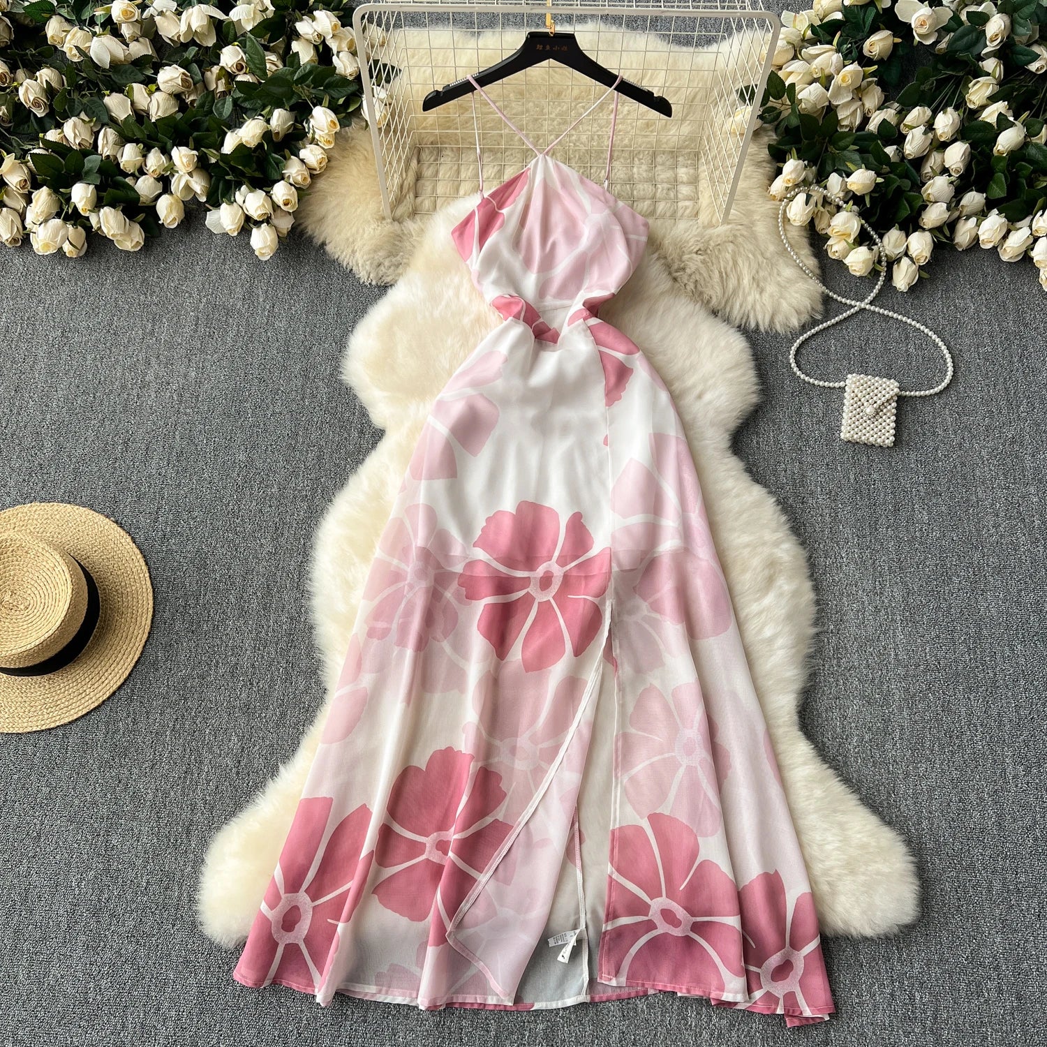 Spaghetti Strap Floral Maxi Sheath Dress main image 1