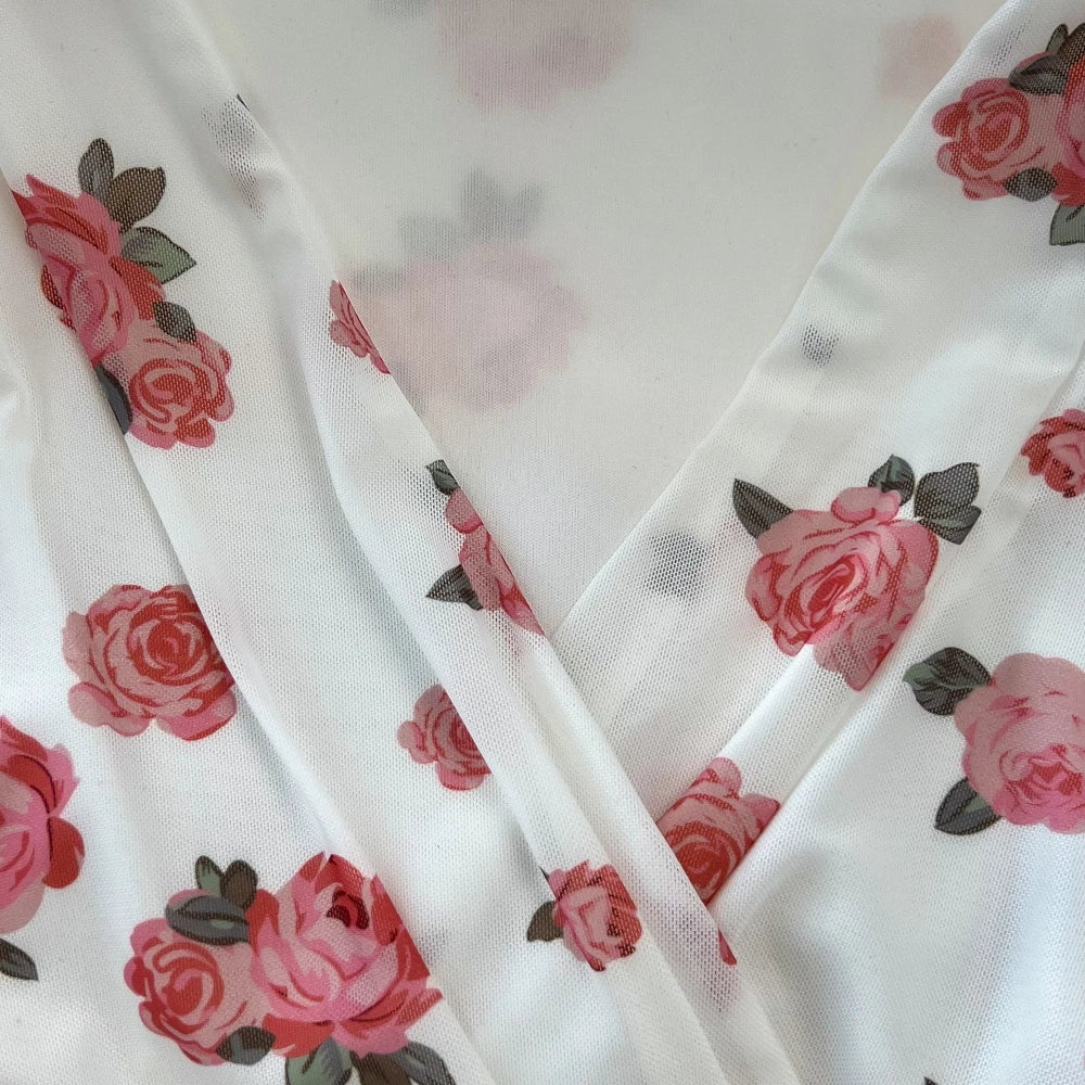 Lily Floral Print Puff Sleeves Belted Wrap Dress