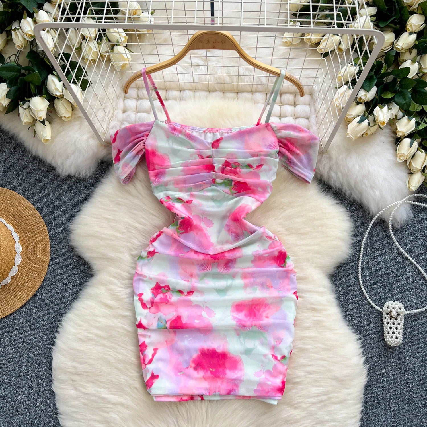 Strappy Sleeveless Floral Bodycon Set