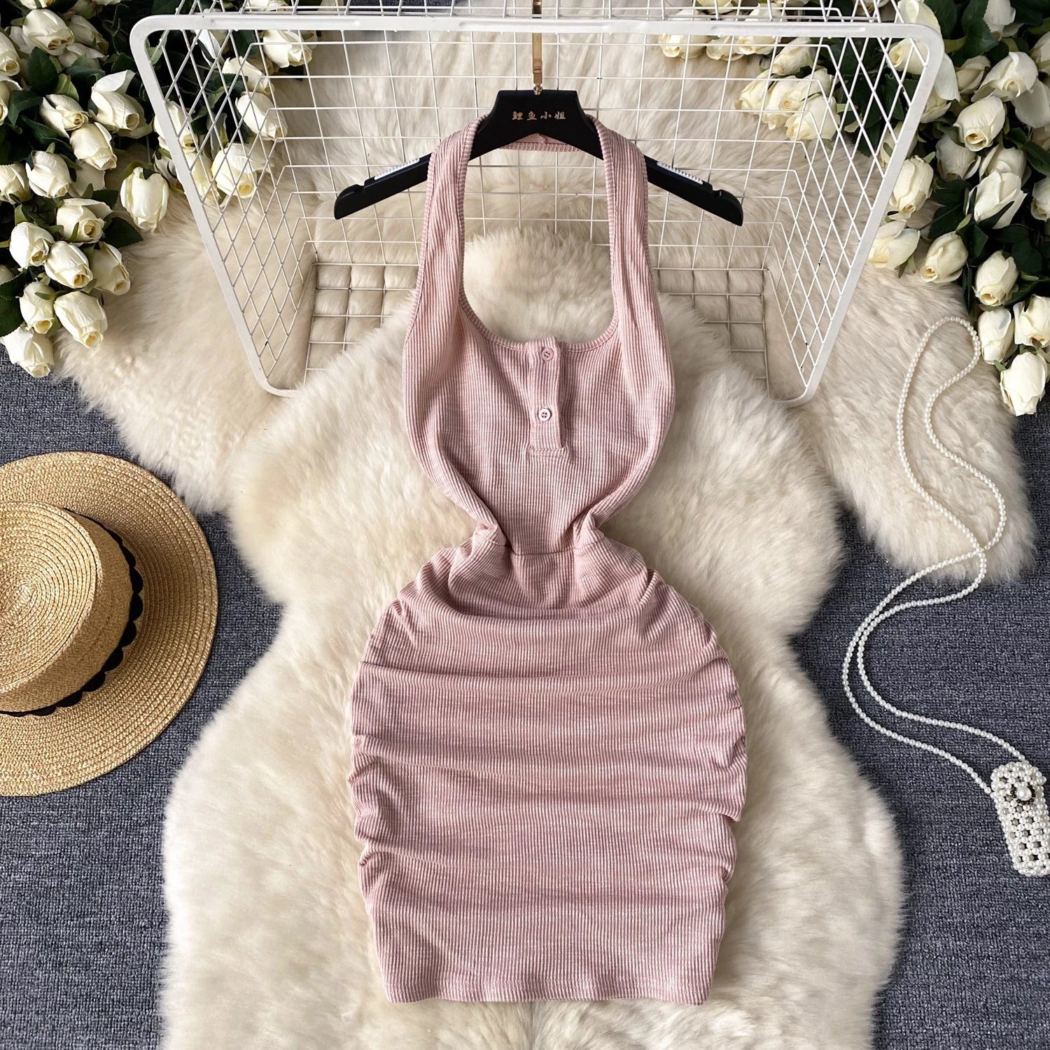 Pink Sleeveless Ruffle Bodice Dress main image 1