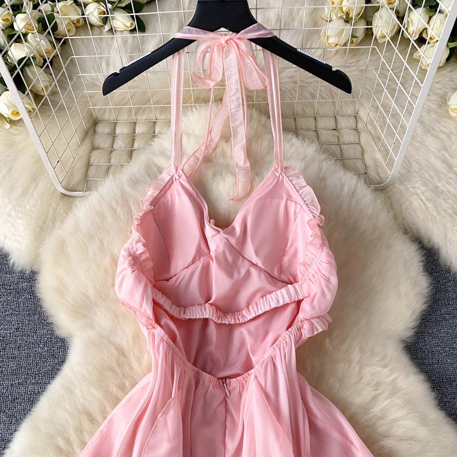 Chiffon And Lace Halter Maxi Dresses Mint Green