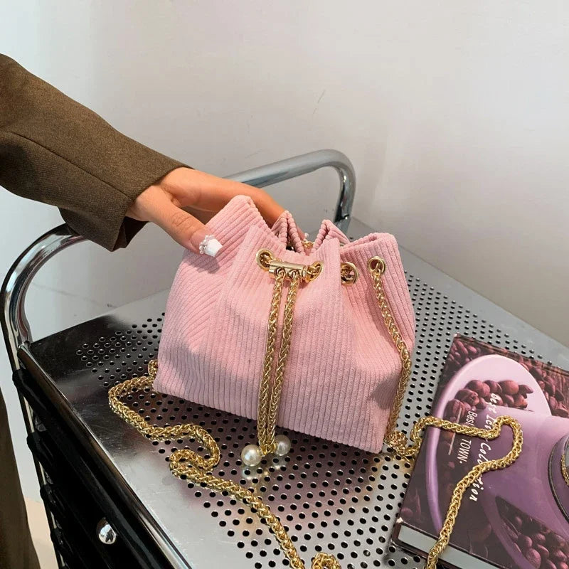 Pink Trapeze Handbag with Gold Chain main image 1