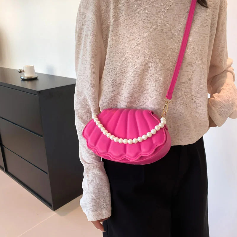 Pink Shell Shaped Crossbody Bag With Pearls on Luulla