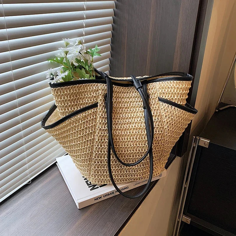 Stylish Large Straw Tote Bag With Handles on Luulla