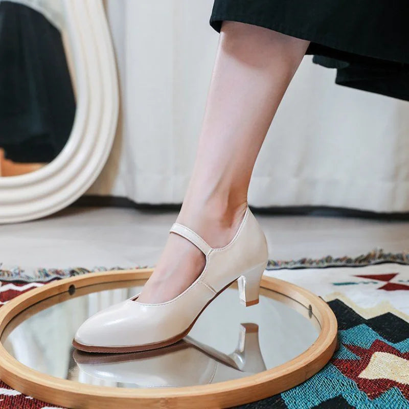 Elegant Patent Leather Mary Jane Heeled Shoes on Luulla