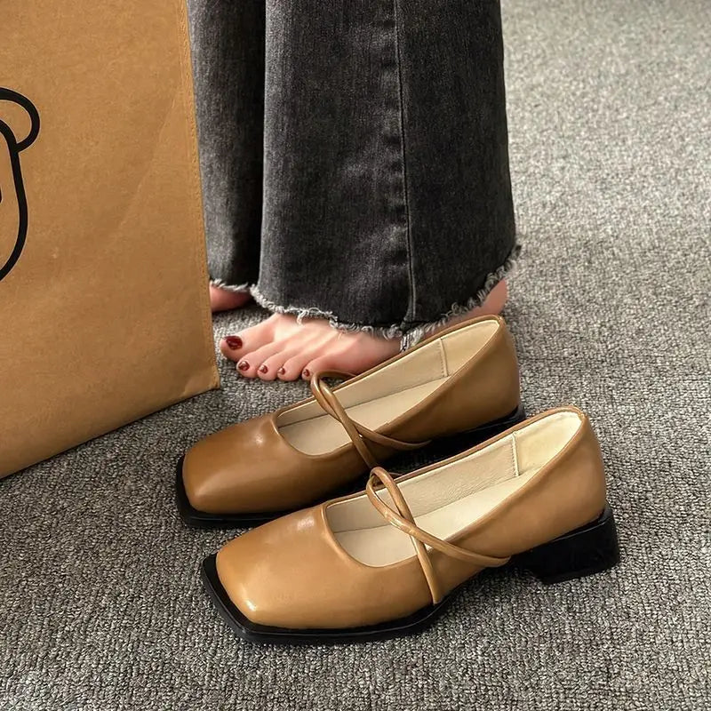 Womens Black Square Toe Mary Jane Shoes on Luulla