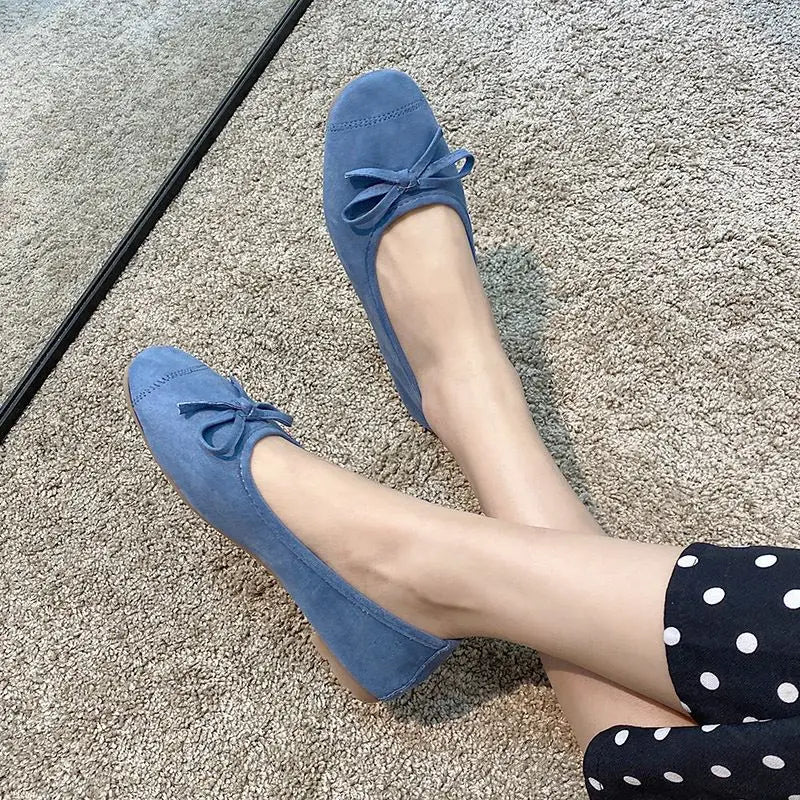 ballet flat dark blue suede calfskin main image 0