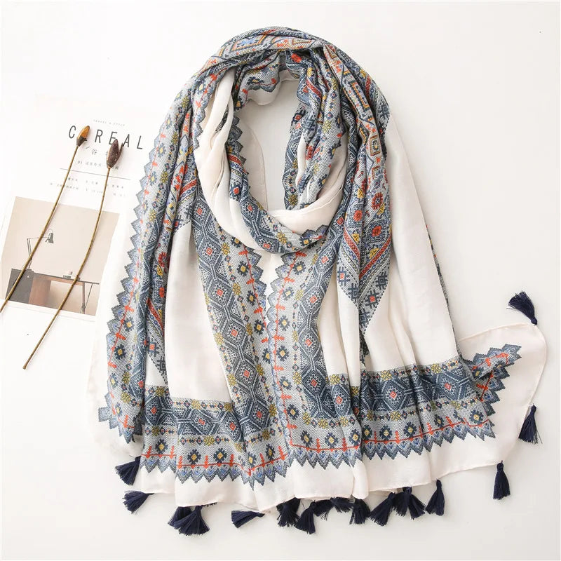 Bohemian Print Tassel Travel Shawl Scarf main image 0