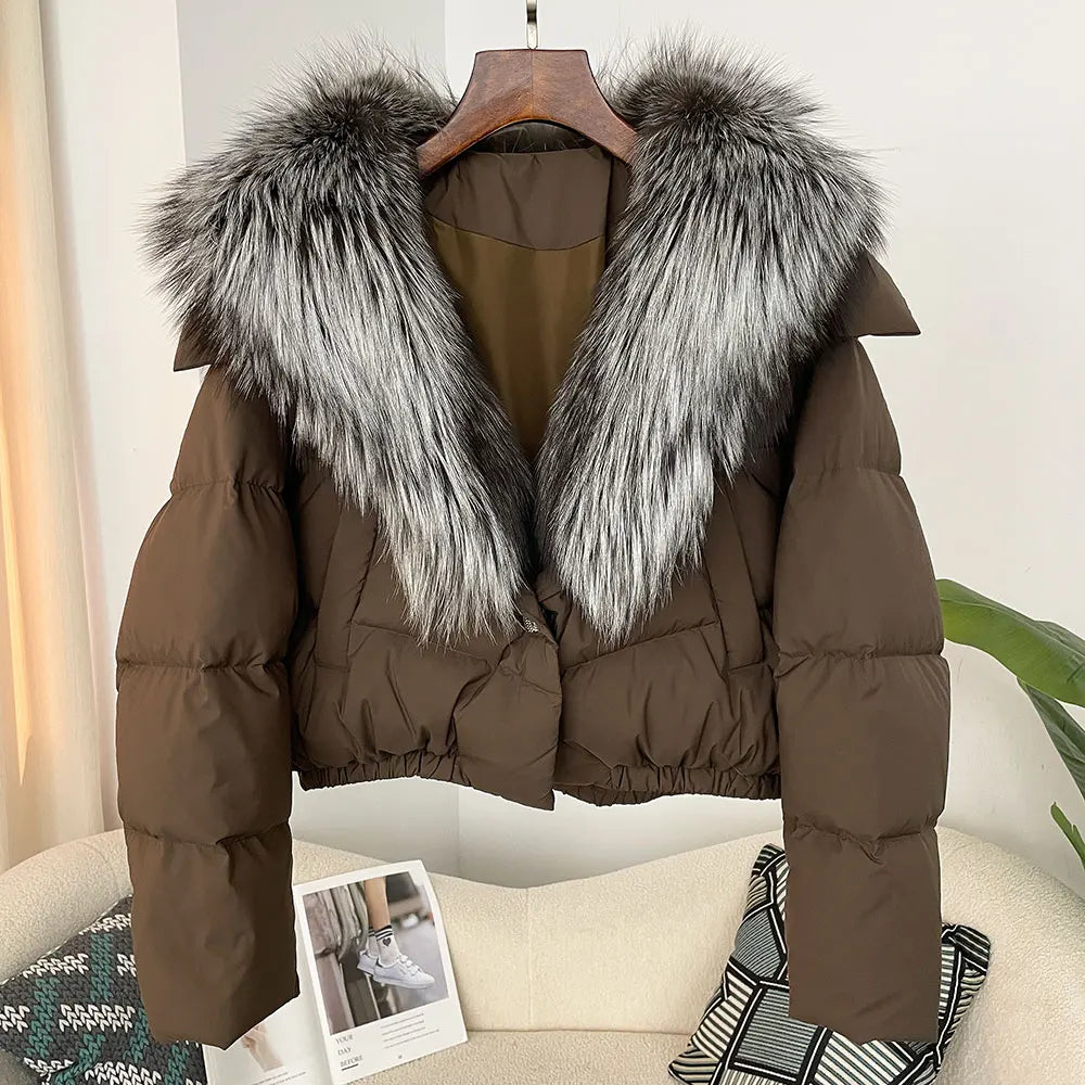 TARA OLIVE VELOUR PUFFER COAT main image 1