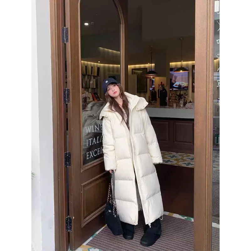 Cozy Long Winter Down Coat With Hood on Luulla