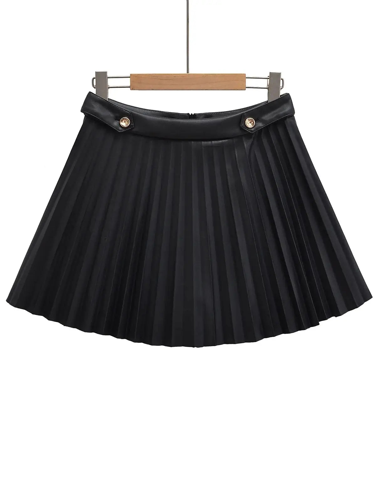Braska Faux Leather Pleated Mini Skirt - Black main image 0