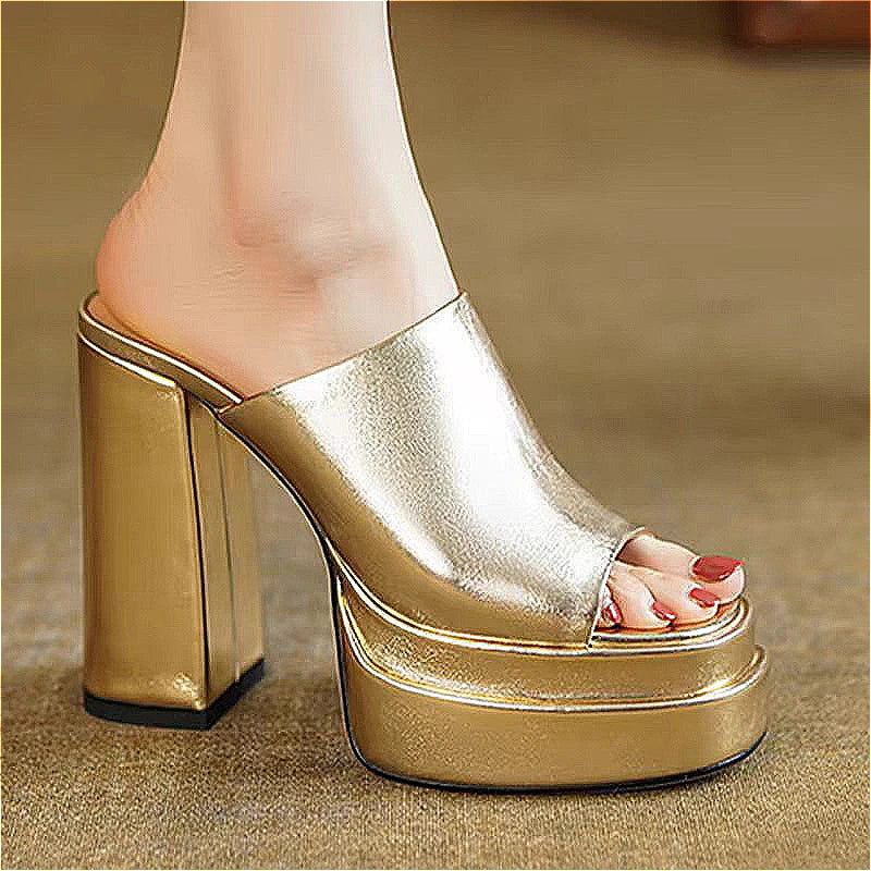 Slip On Leisure Golden Heeled Sandal main image 0
